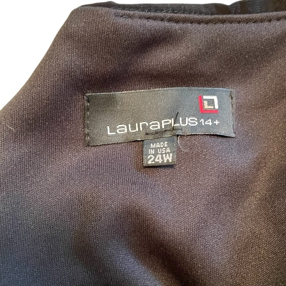 Laura Plus Elegant Black Layered Dress-V-Neck-Rhinestone Embellishment-Size24W - Picture 5 of 13